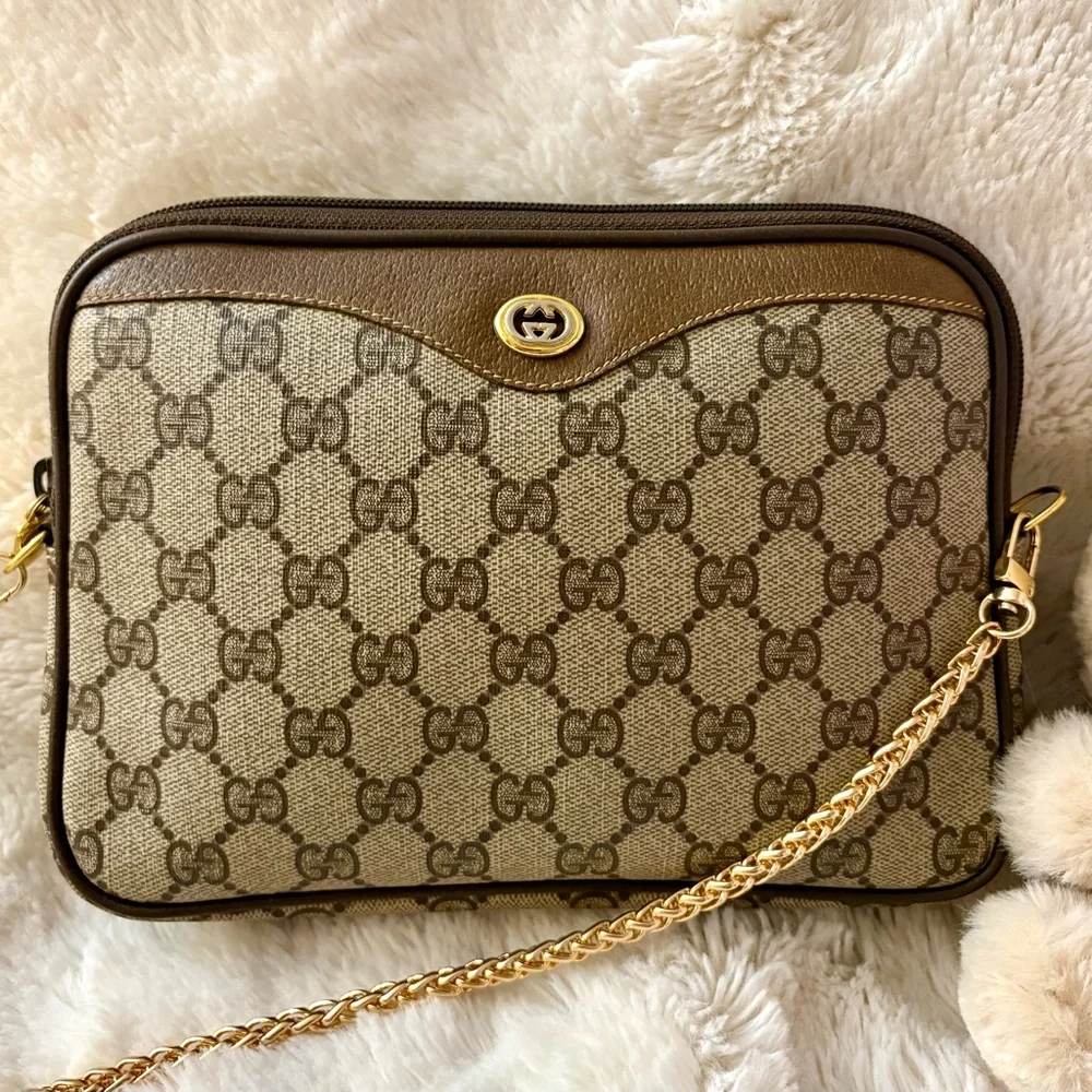 GUCCI monogram interlocking Auth VTG Clutch Crossbody Shoulder Bag💫 - Picture 10 of 17